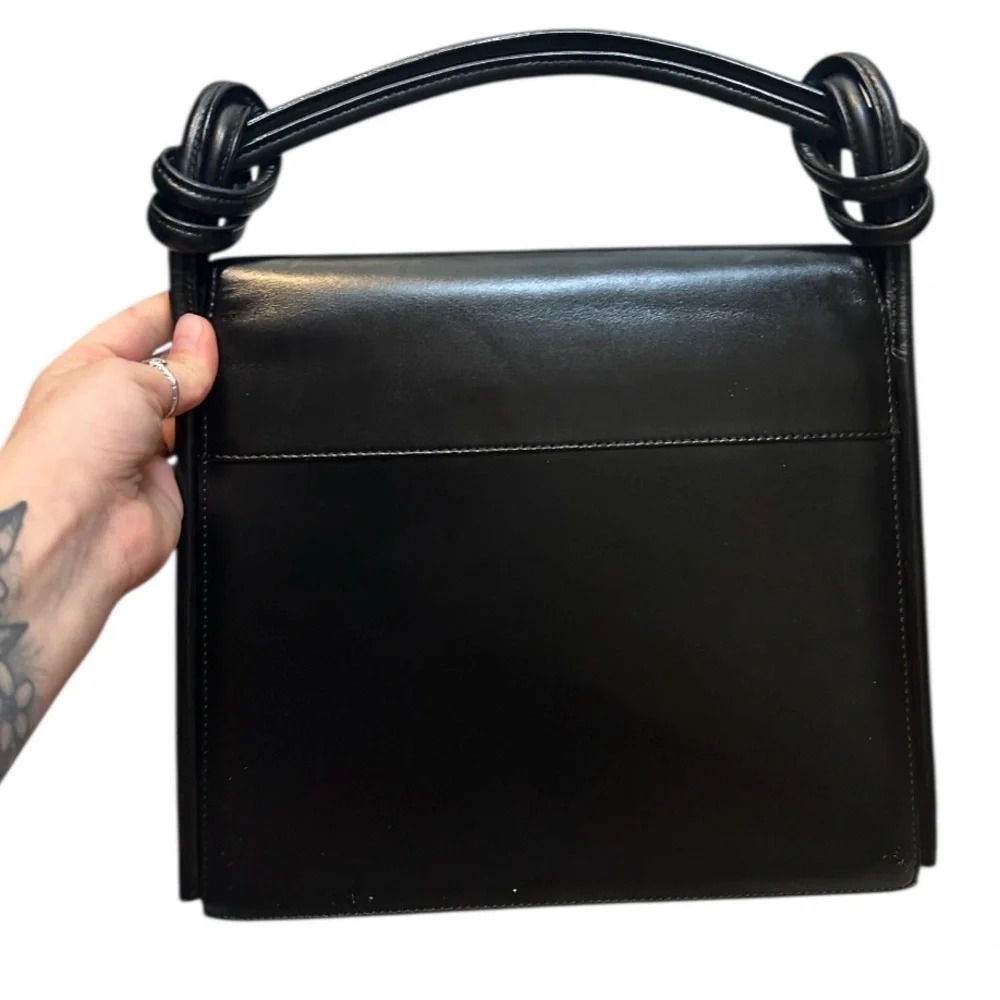 Camrose & Kross 1960s Jacqueline Kennedy Black Genuine Leather Handbag - Picture 4 of 4